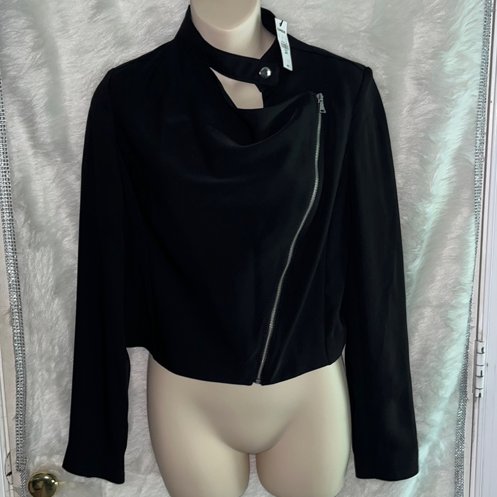 Express Black Knit Zipper Moto Jacket